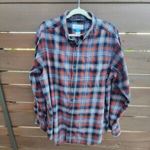 Columbia Plaid Flannel Button Down Men's Large Fall Classic Outdoorsy